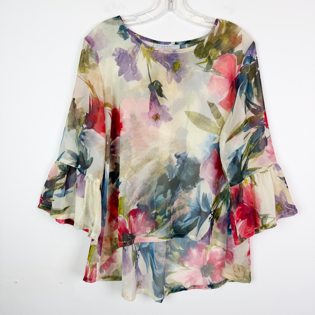 Bryn Walker Fran Shirt In Fiori Floral Sheer Size S